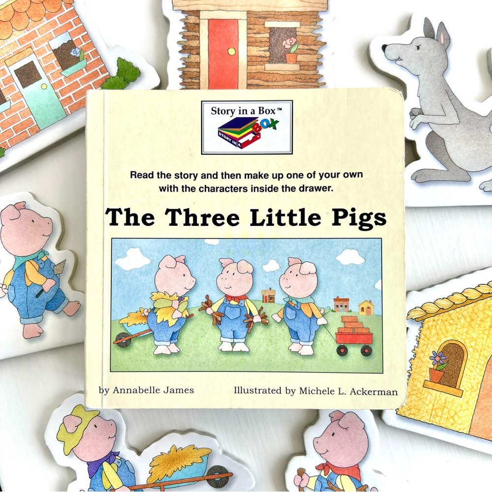 The Three Little Pigs Story in a Box Board Book Stand Up Characters & Houses Toy